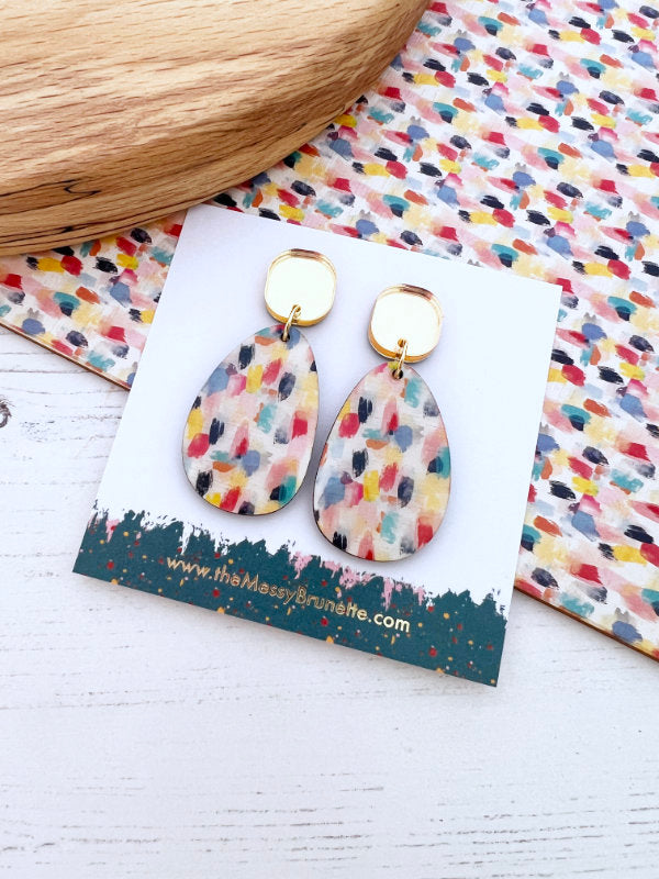 Colourful Paint Effect Earrings in Delicate Colours