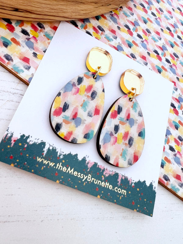 Colourful Paint Effect Earrings in Delicate Colours