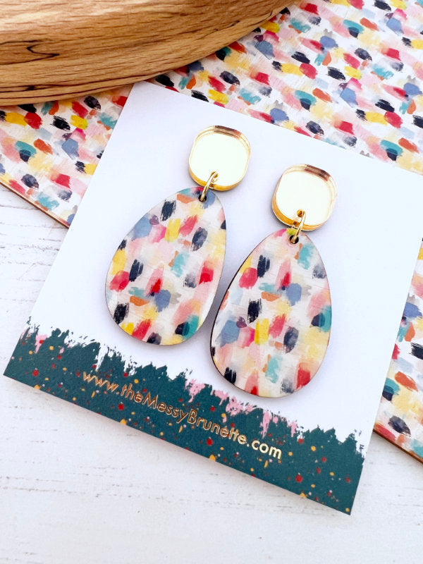 Colourful Paint Effect Earrings in Delicate Colours
