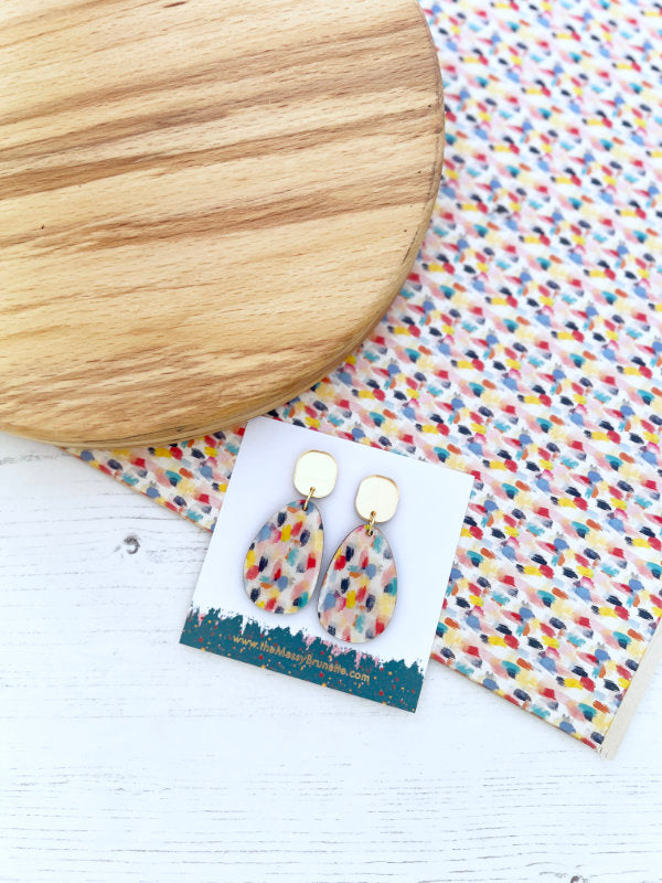 Colourful Paint Effect Earrings in Delicate Colours