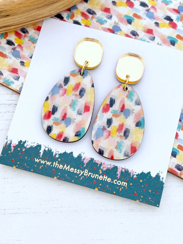 Colourful Paint Effect Earrings in Delicate Colours