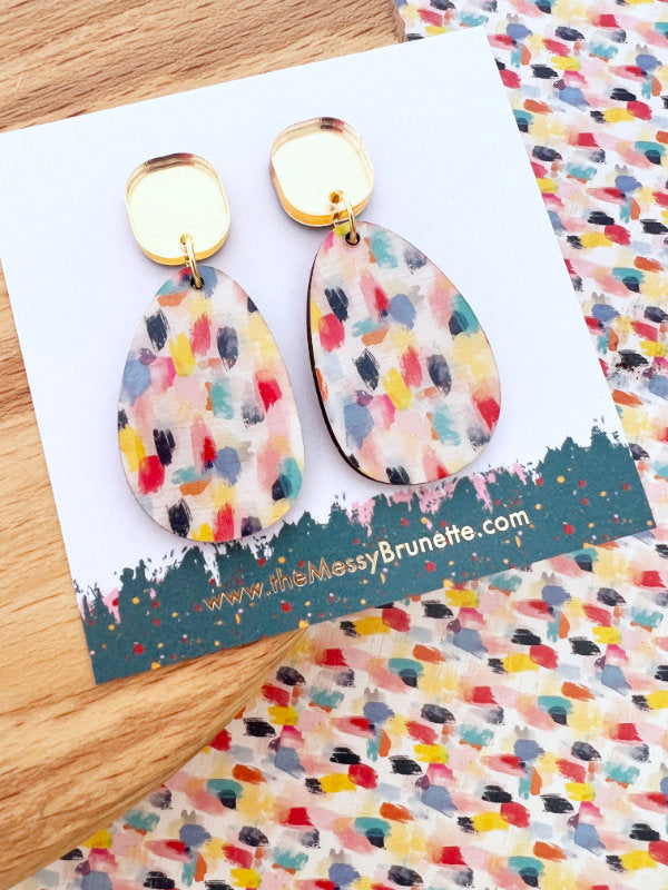 Colourful Paint Effect Earrings in Delicate Colours
