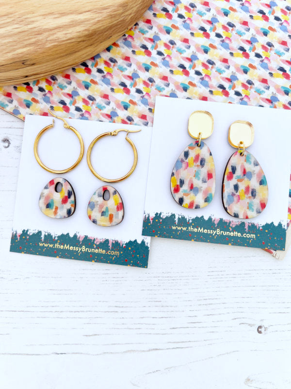 Colourful Paint Effect Earrings in Delicate Colours