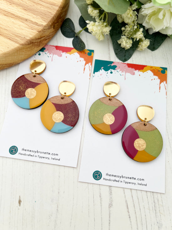 Painted Circle Earrings in 3 Styles