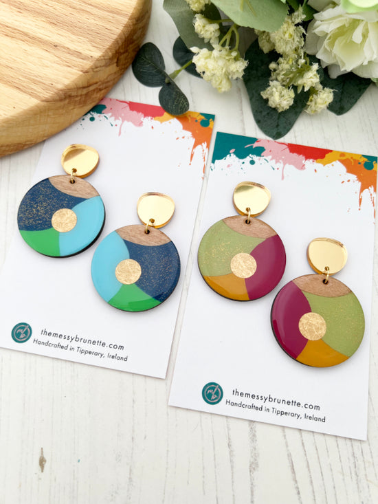 Painted Circle Earrings in 3 Styles