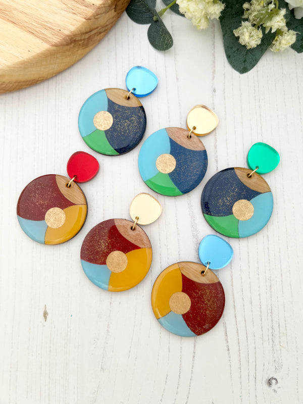 Painted Circle Earrings in 3 Styles