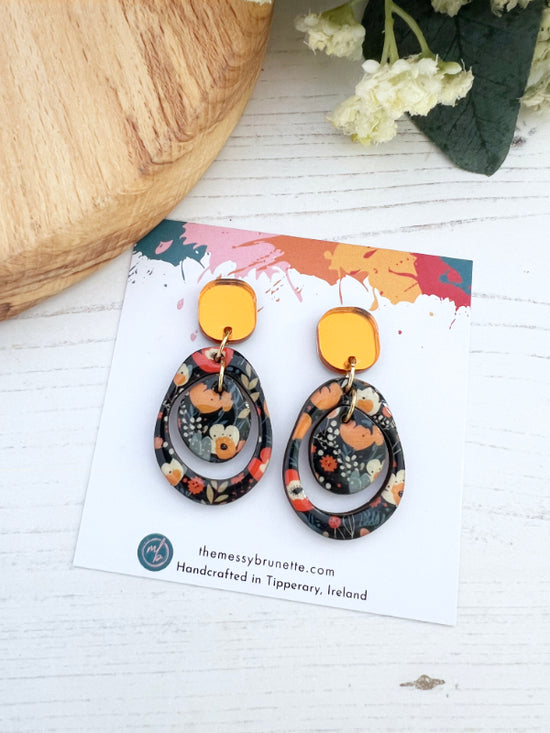 Autumn Floral Layered Circle Earrings