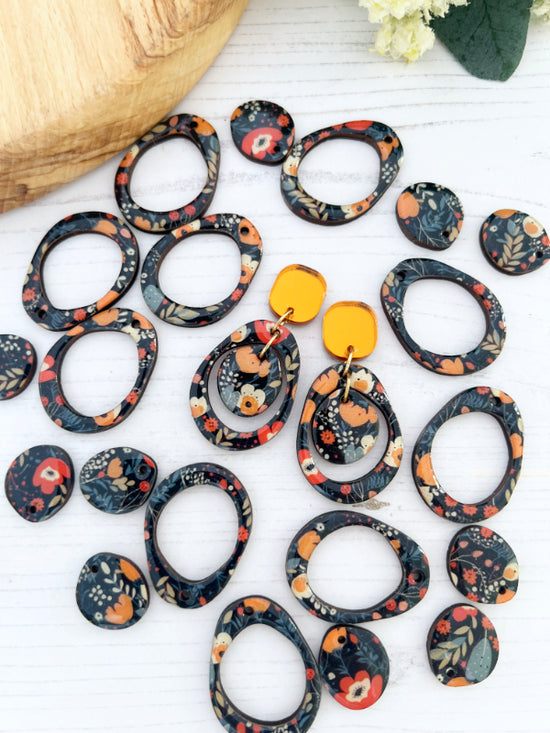 Autumn Floral Layered Circle Earrings