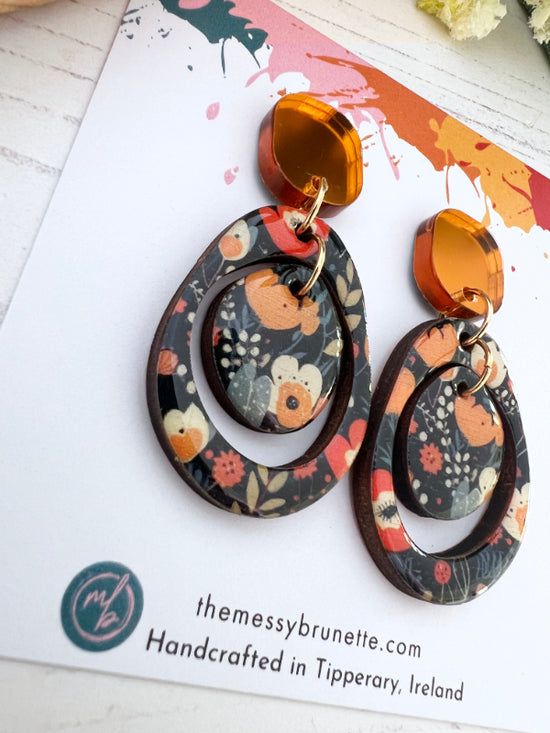 Autumn Floral Layered Circle Earrings