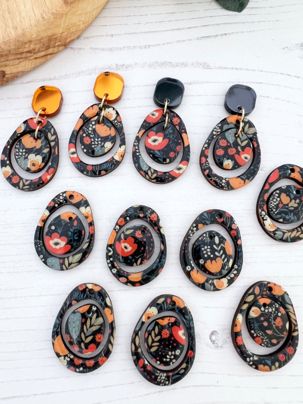 Autumn Floral Layered Circle Earrings