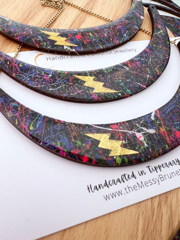Paint Splatter Bolt Necklace