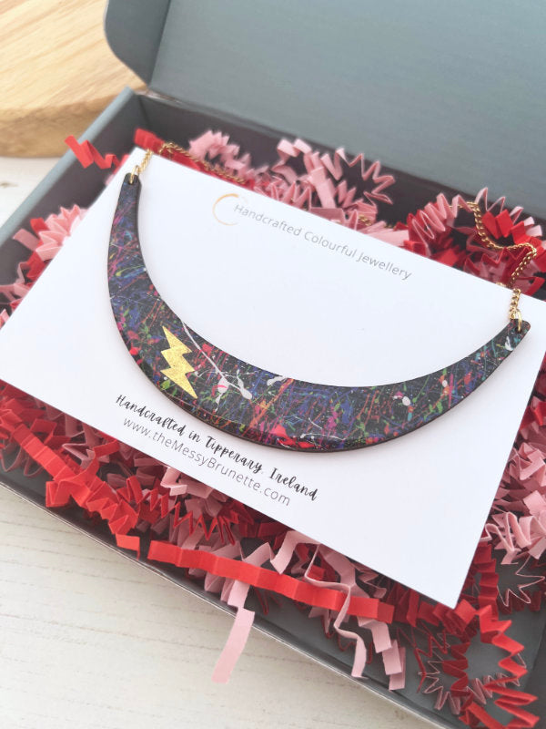 Paint Splatter Bolt Necklace