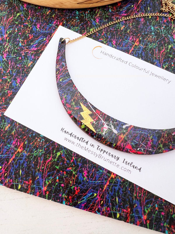 Paint Splatter Bolt Necklace