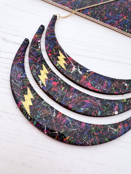 Paint Splatter Bolt Necklace