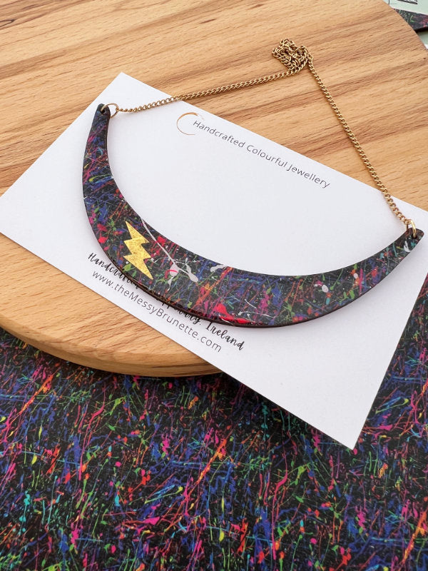 Paint Splatter Bolt Necklace
