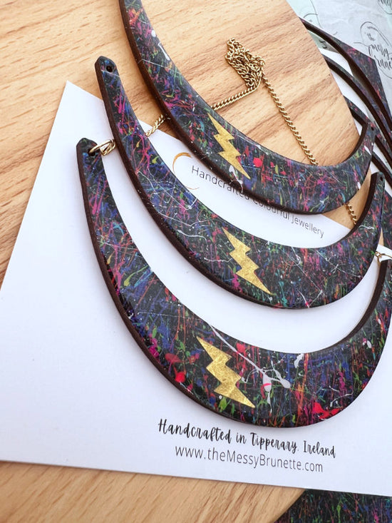 Paint Splatter Bolt Necklace