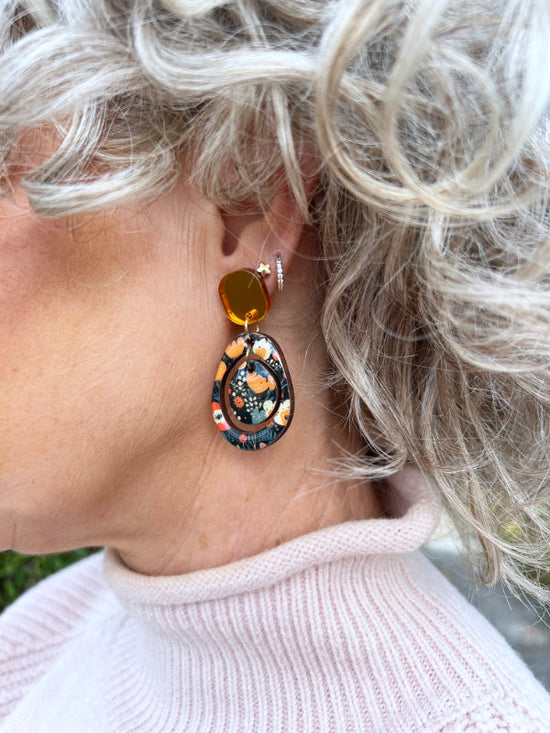 Autumn Floral Layered Circle Earrings