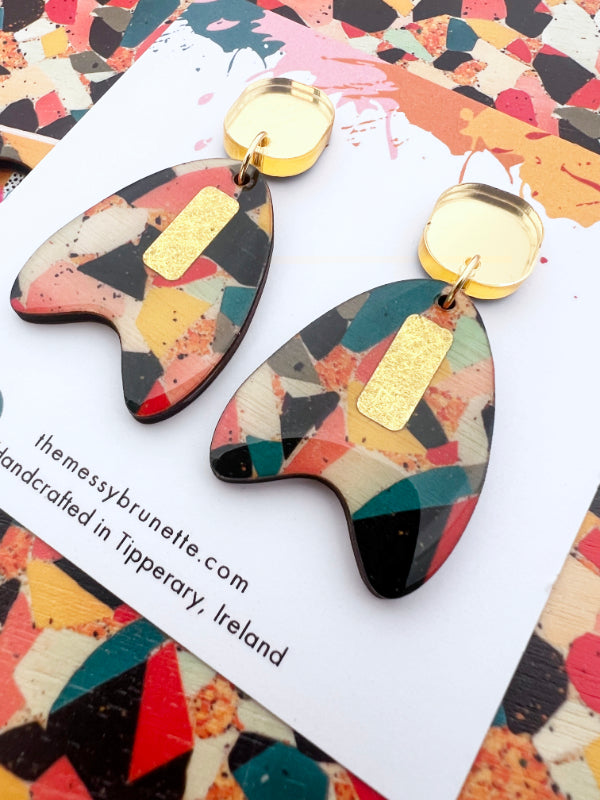 Mosaic Style Drop Earrings