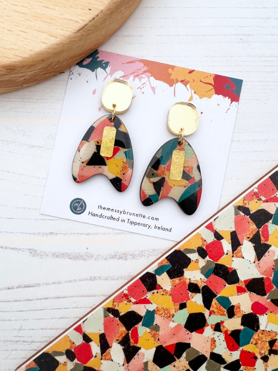 Mosaic Style Drop Earrings