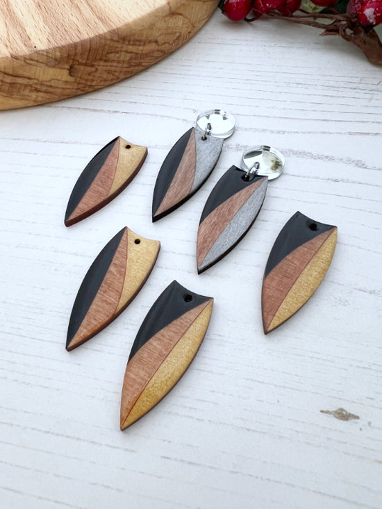 Black and Silver Painted Drop Earrings