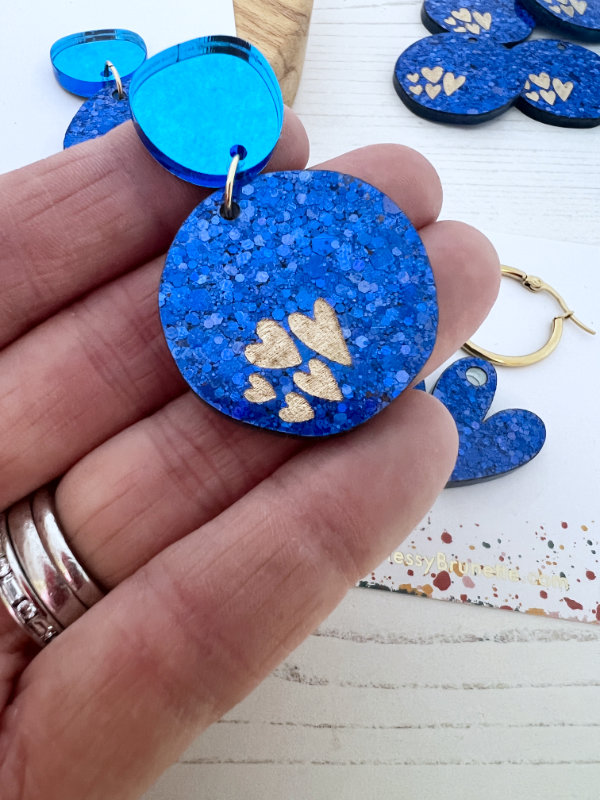 Blue Confetti Sparkle Heart Earrings | 2 Styles