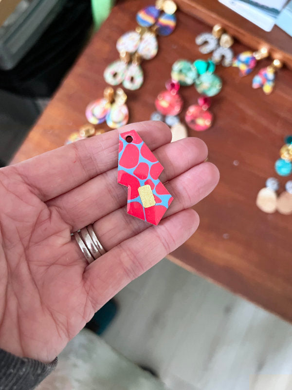 Blue and Red Safari Print Earring Drops | 2 Styles