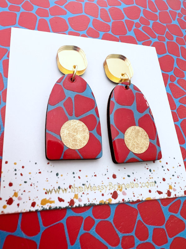 Blue and Red Safari Print Earring Drops | 2 Styles