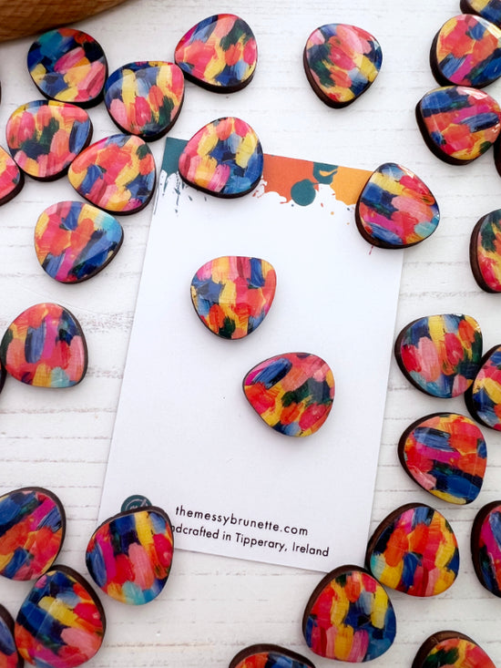 Brush Stroke Colourful Stud Earrings