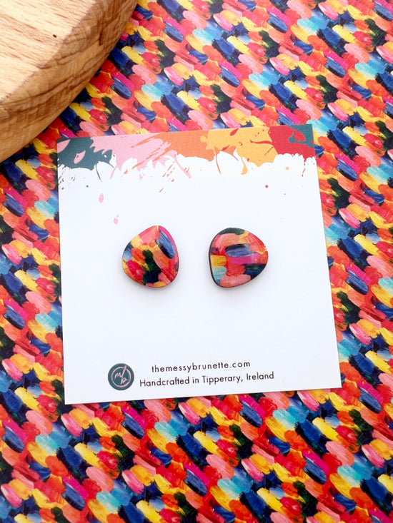 Brush Stroke Colourful Stud Earrings
