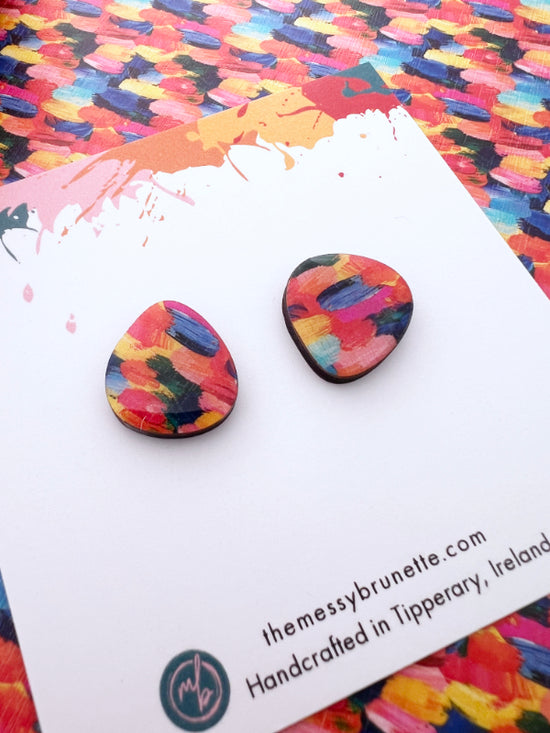 Brush Stroke Colourful Stud Earrings