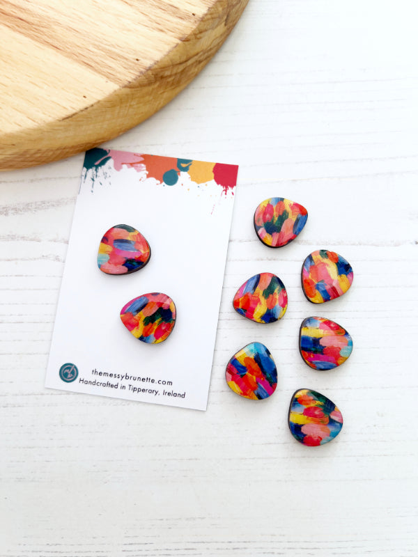 Brush Stroke Colourful Stud Earrings