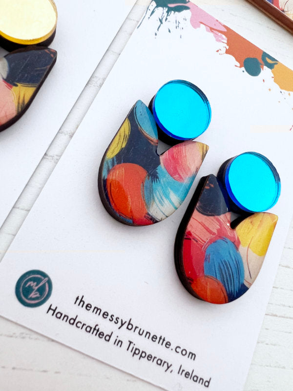 Multi Colour Statement Stud Earrings