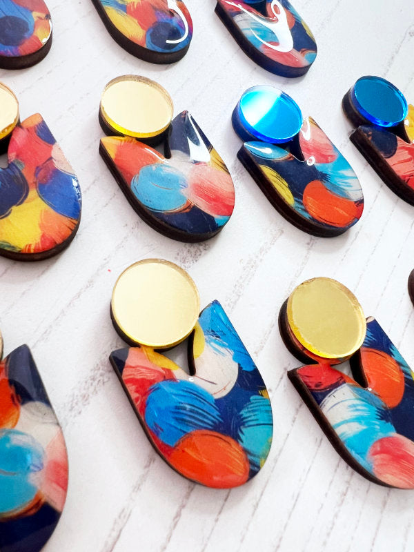 Multi Colour Statement Stud Earrings