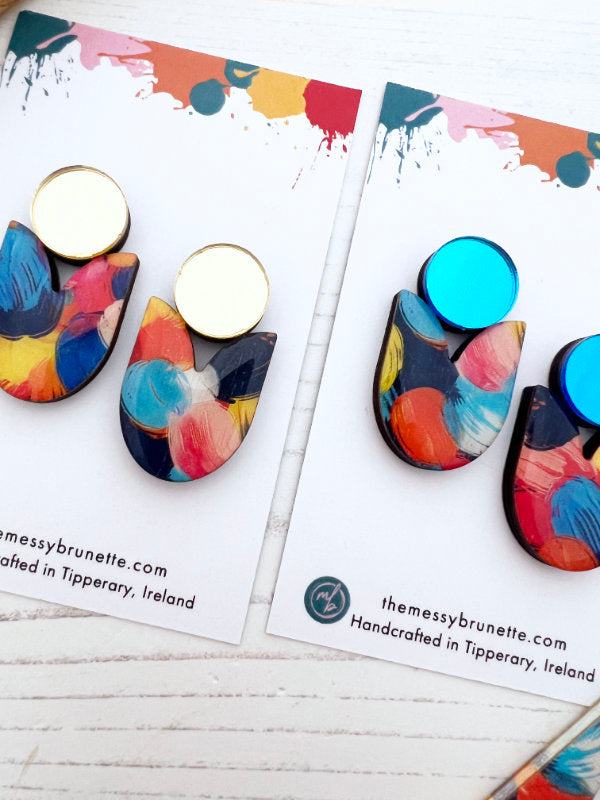 Multi Colour Statement Stud Earrings