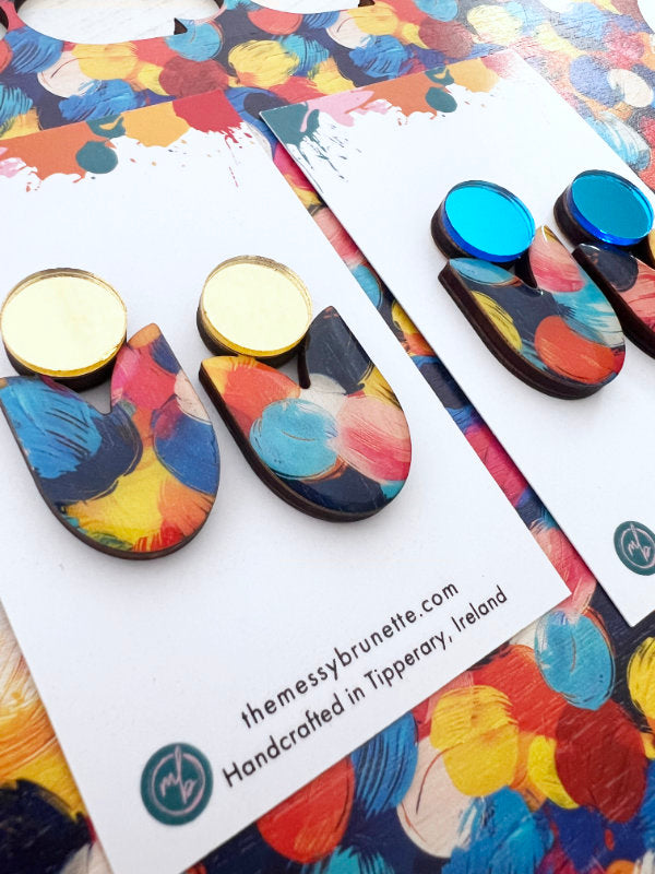 Multi Colour Statement Stud Earrings