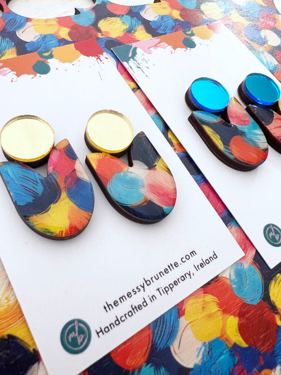 Multi Colour Statement Stud Earrings