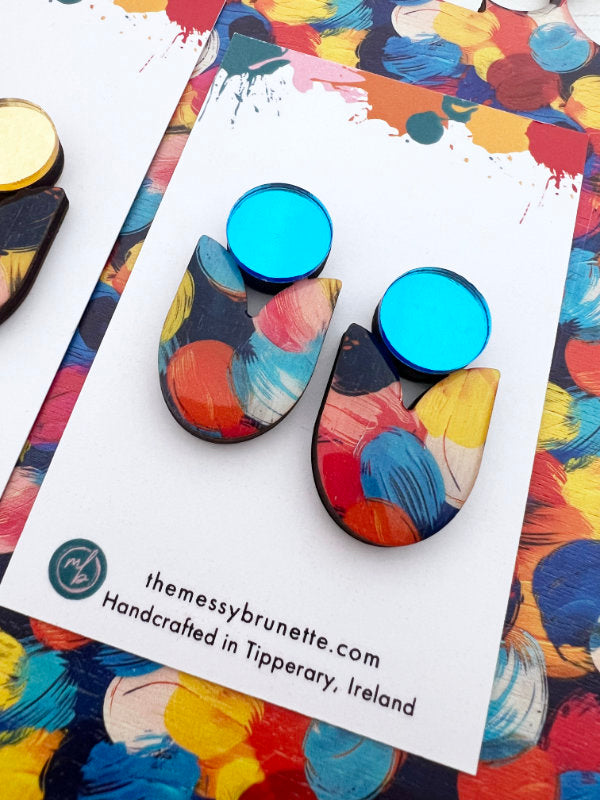 Multi Colour Statement Stud Earrings