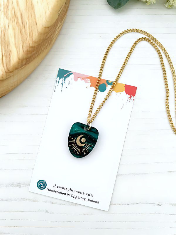 Celestical Glitter Sun & Moon Necklace