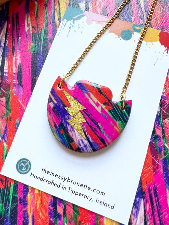 Chaotic Stripe Bolt Necklace
