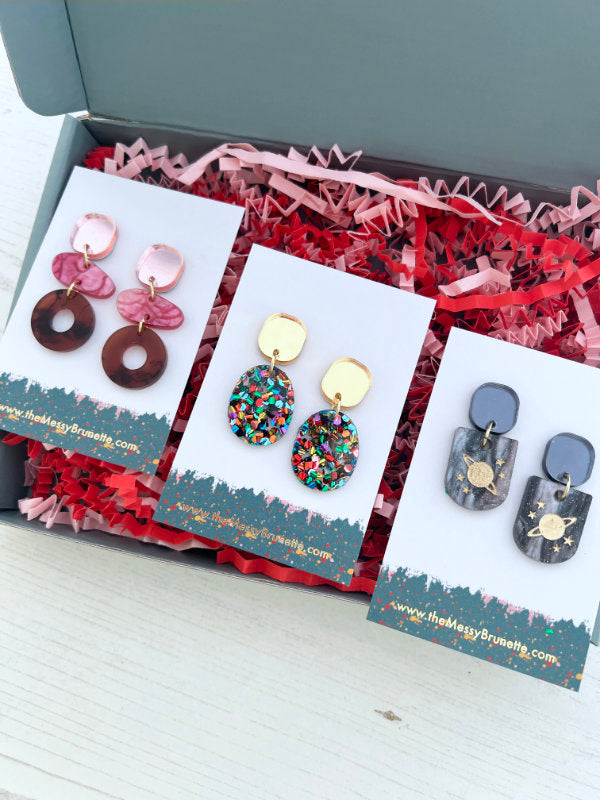 Jewellery Gift Set | Party Glitz, Open Circle Pebble and Planet Earrings