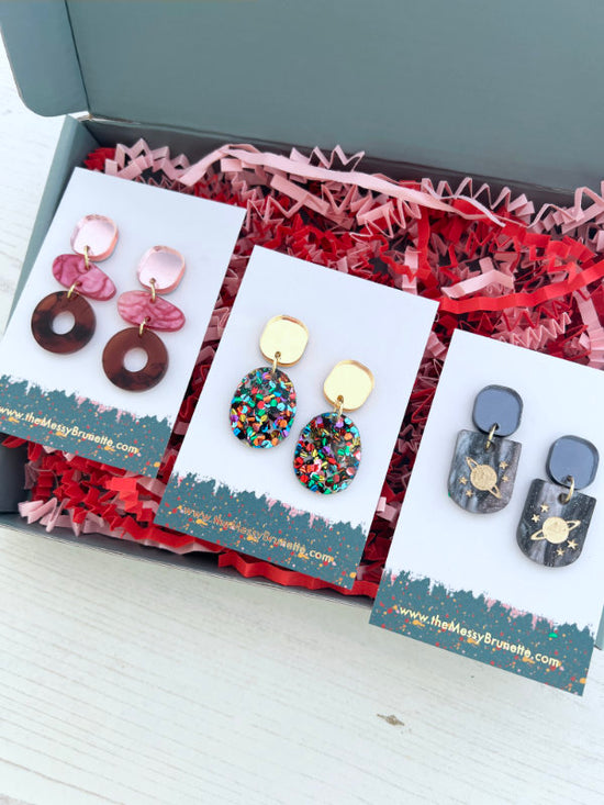 Jewellery Gift Set | Party Glitz, Open Circle Pebble and Planet Earrings