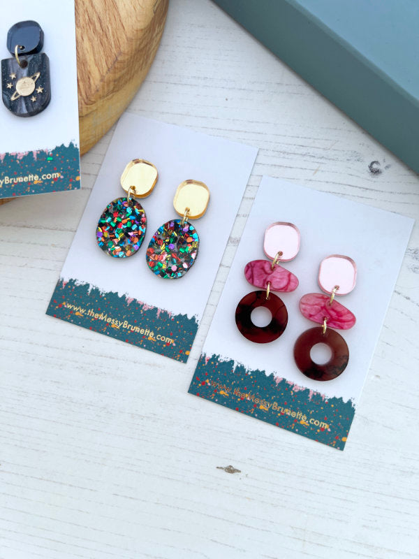 Jewellery Gift Set | Party Glitz, Open Circle Pebble and Planet Earrings