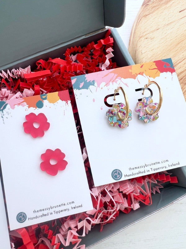 Jewellery Gift Set | Confetti Bolt Dangles and Flower Charm Hoops