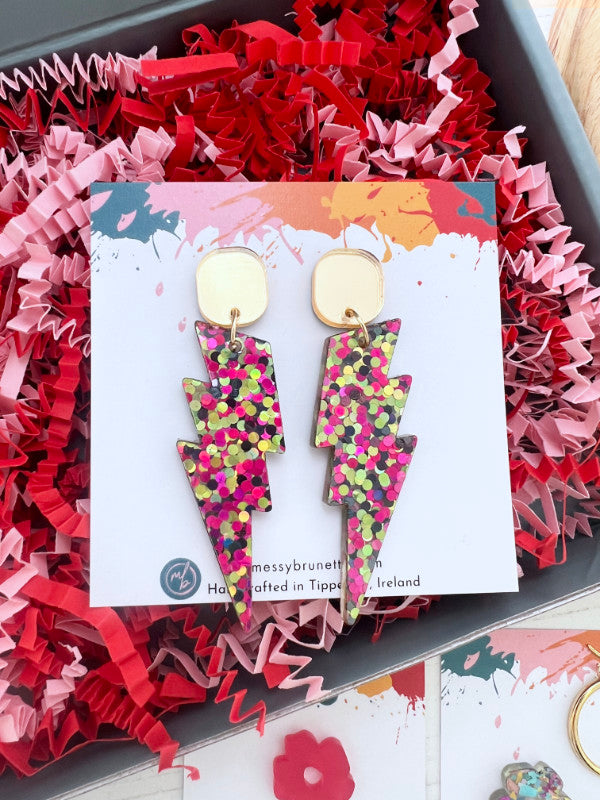 Jewellery Gift Set | Confetti Bolt Dangles and Flower Charm Hoops