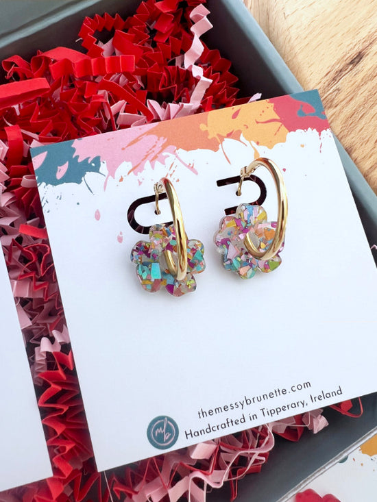 Jewellery Gift Set | Confetti Bolt Dangles and Flower Charm Hoops