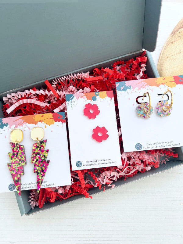 Jewellery Gift Set | Confetti Bolt Dangles and Flower Charm Hoops