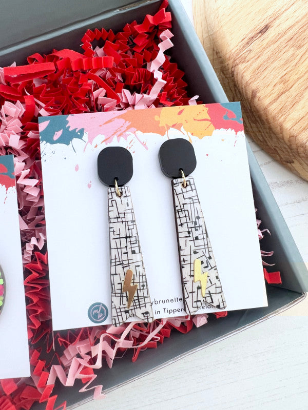 Jewellery Gift Set | Disco Dots and Long Monochrome Bar Earrings