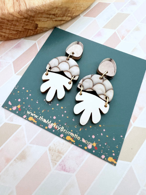 Mocha Cream and Brown Earring Drops in 2 Styles