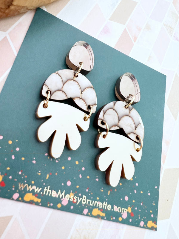 Mocha Cream and Brown Earring Drops in 2 Styles