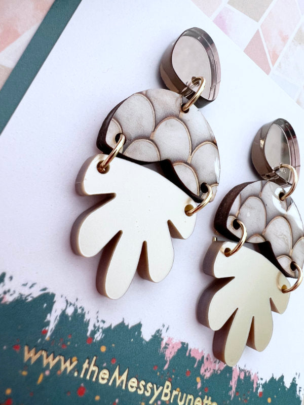 Mocha Cream and Brown Earring Drops in 2 Styles